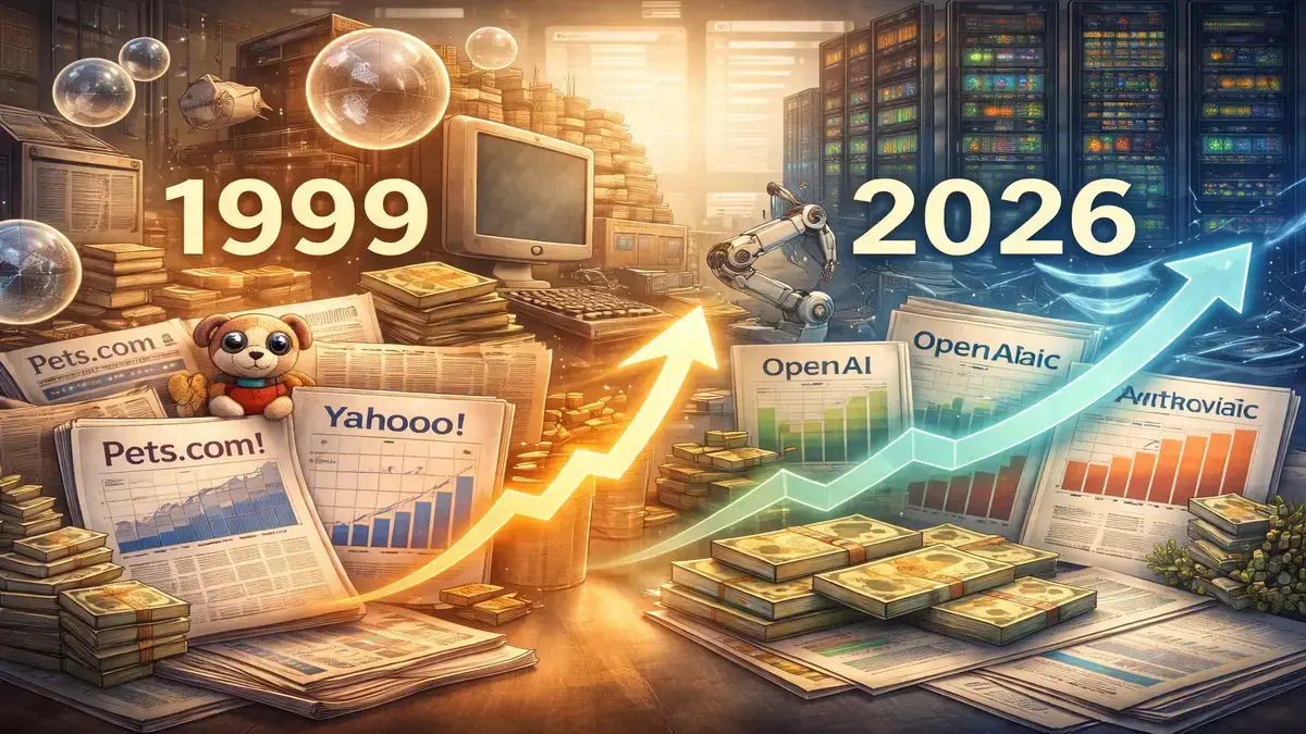 AI valuations comparison 1999 dot-com bubble vs 2026 AI infrastructure capital architecture analysis