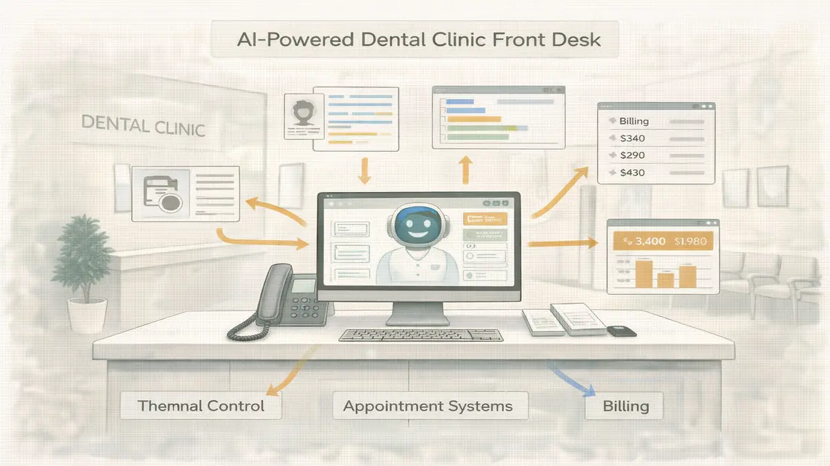 AI system replacing dental front desk operations with automated scheduling insurance verification and billing workflows