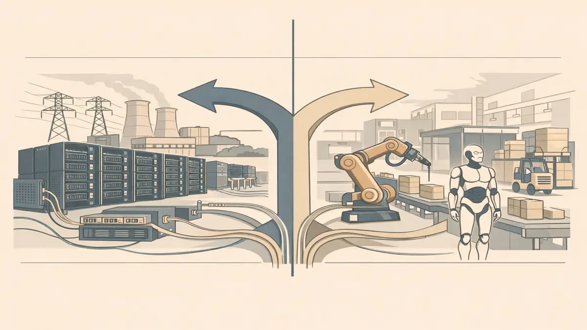 AI funding split between infrastructure hyperscalers and physical AI robotics systems in 2026
