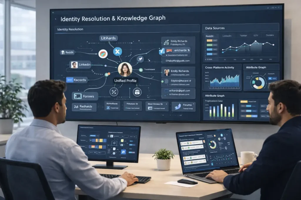AI identity resolution system building a knowledge graph from public web signals