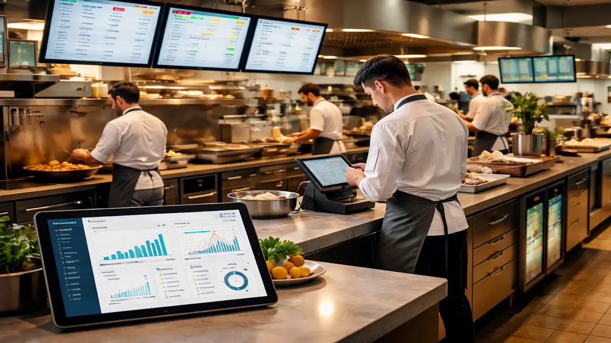 restaurant kitchen using AI powered POS systems and digital restaurant management platform