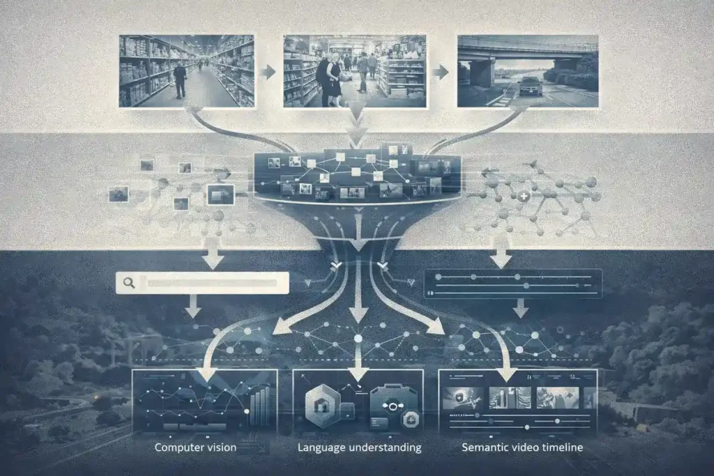 Vision-language AI architecture for transforming video into searchable intelligence