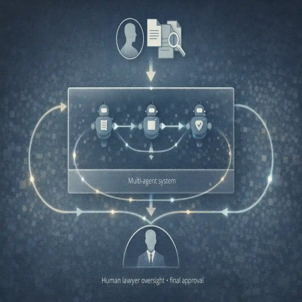 Multi-agent AI system processing legal contracts with human oversight