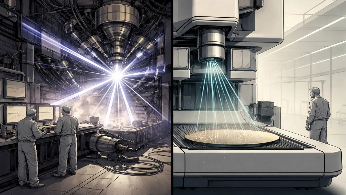 Atom beam lithography architecture showing AI mask computation and helium atom wafer exposure
