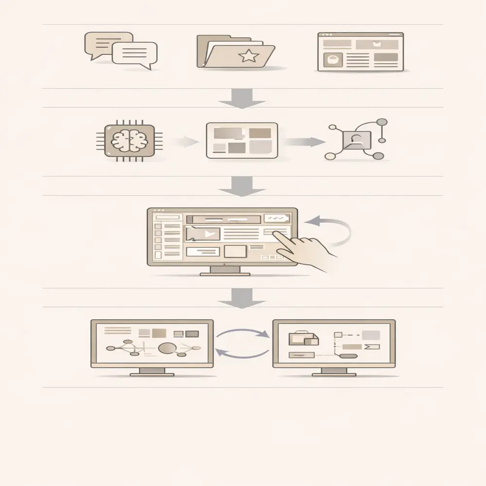 AI design workflow architecture showing brand ingestion, generation, and execution layers